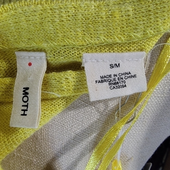 NEW Anthropologie Moth Taupo Golden Yellow Asymmetrical Sweater Wrap S/M - Picture 14 of 16